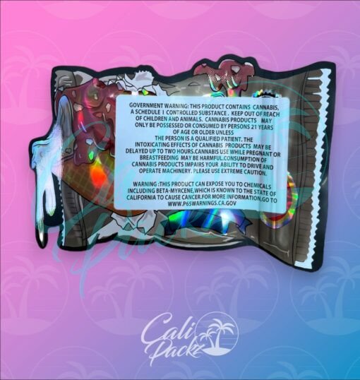 Flames Choco Taco Die Cut 3.5g Mylar Bag Back