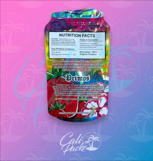 Strawberry Lilikoi Die-Cut 3.5g Mylar Bag Back