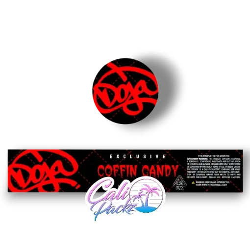 doja exclusive coffin candy glass jar label set 3.5g
