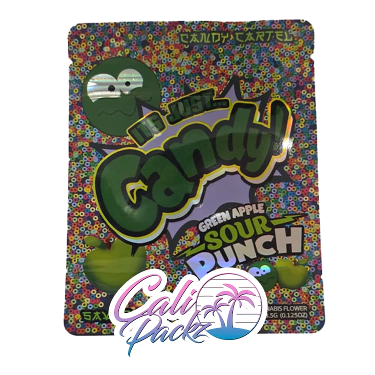 candy cartel green apple sour punch 3.5g mylar bags