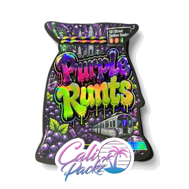 new york purple runtz die cut 3.5g mylar bags