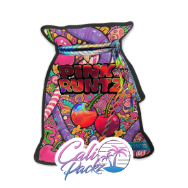 pink runtz die cut 3.5g mylar bags