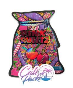 pink runtz die cut 3.5g mylar bags